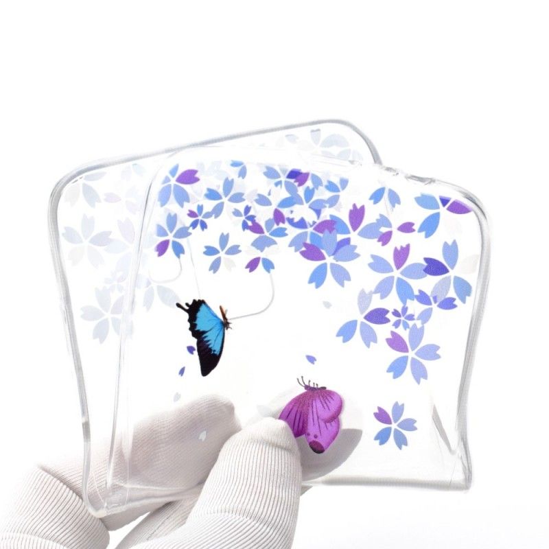 Hoesje Samsung Galaxy A6 Transparante Vlinders En Bloemen