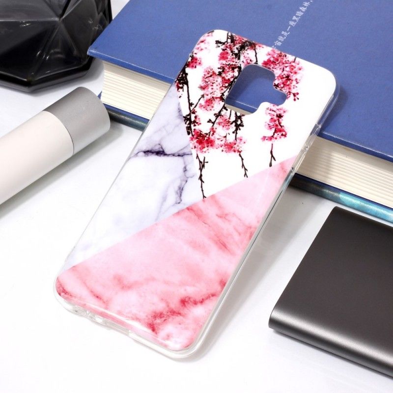 Hoesje voor Samsung Galaxy A6 Gemarmerde Pruimenbloesems