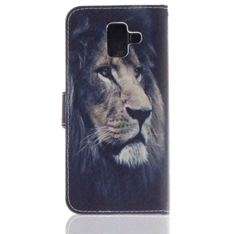 Leren Hoesje Samsung Galaxy A6 Dromende Leeuw
