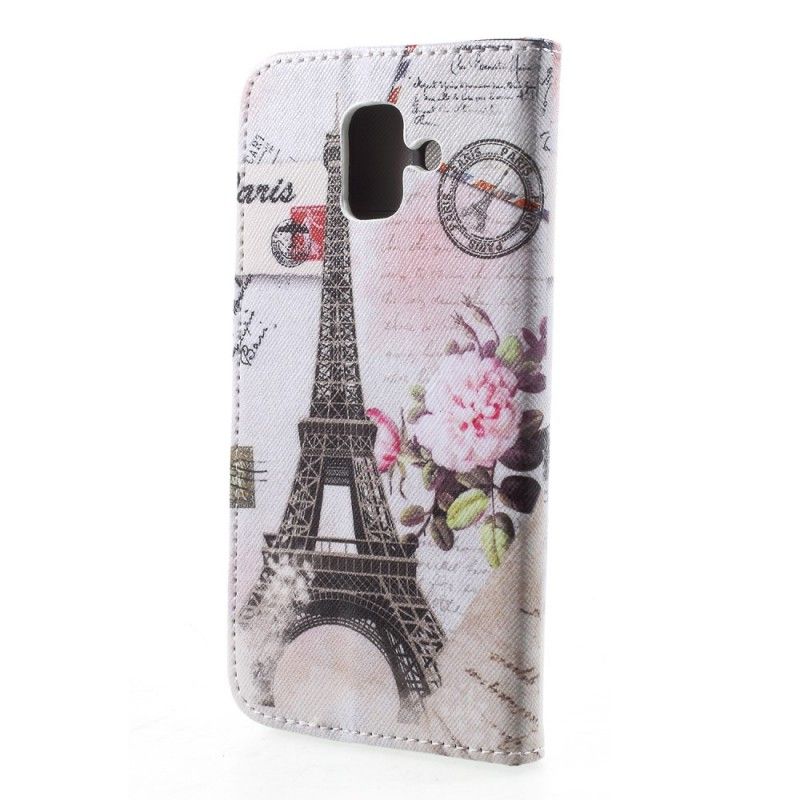 Leren Hoesje Samsung Galaxy A6 Retro Eiffeltoren