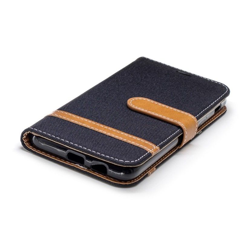 Leren Hoesje voor Samsung Galaxy A6 Grijs Zwart Stof En Leereffect