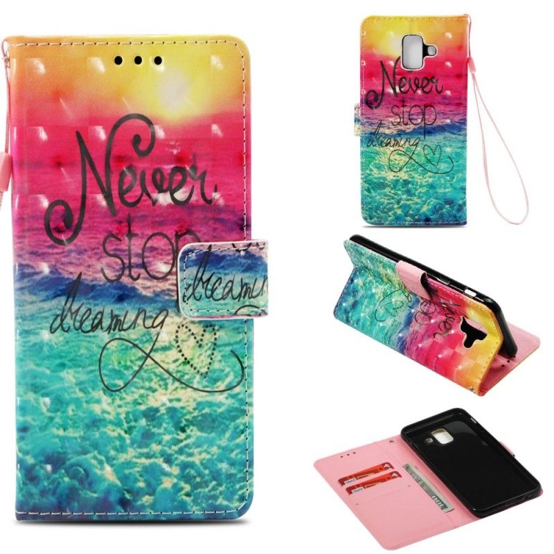 Leren Hoesje voor Samsung Galaxy A6 Stop Nooit Met Dromen 3D