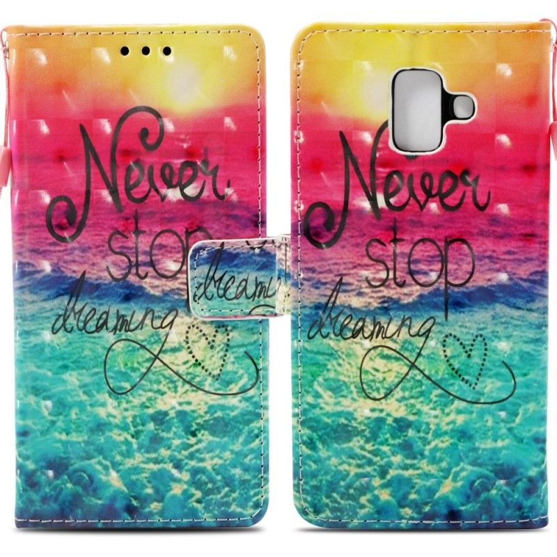 Leren Hoesje voor Samsung Galaxy A6 Stop Nooit Met Dromen 3D