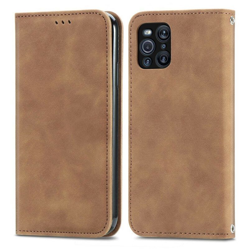 Bescherming Hoesje voor Oppo Find X3 Pro Folio-hoesje Vintage Kunstleer