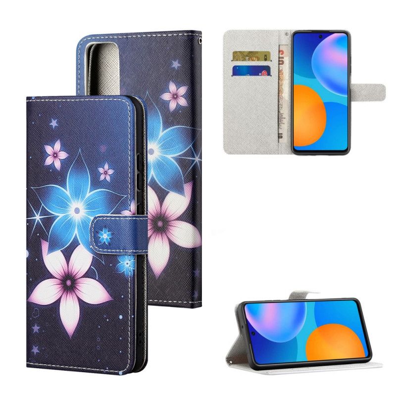 Bescherming Hoesje Huawei P Smart 2021 Telefoonhoesje Maanbloemen Met String