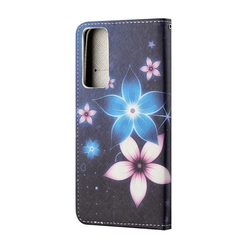 Bescherming Hoesje Huawei P Smart 2021 Telefoonhoesje Maanbloemen Met String