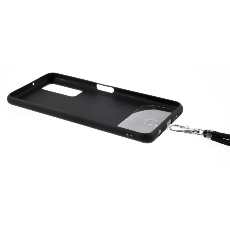 Case Hoesje Huawei P Smart 2021 Wit Zwart Telefoonhoesje Siliconen En Koord