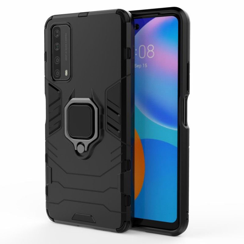 Cover Hoesje Huawei P Smart 2021 Rood Zwart Telefoonhoesje Resistente Ring