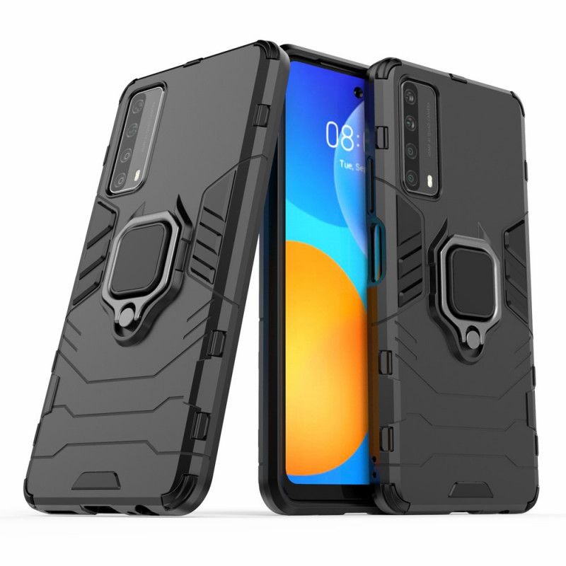 Cover Hoesje Huawei P Smart 2021 Rood Zwart Telefoonhoesje Resistente Ring