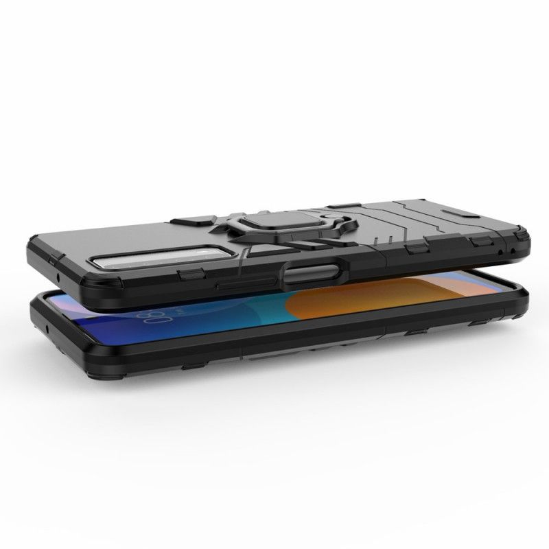 Cover Hoesje Huawei P Smart 2021 Rood Zwart Telefoonhoesje Resistente Ring