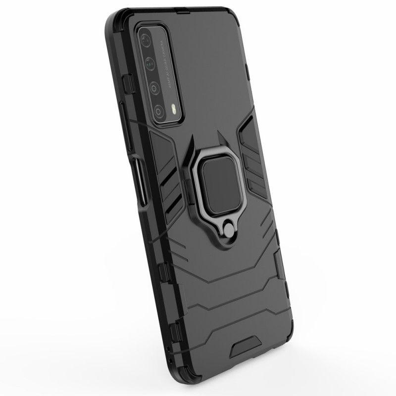 Cover Hoesje Huawei P Smart 2021 Rood Zwart Telefoonhoesje Resistente Ring