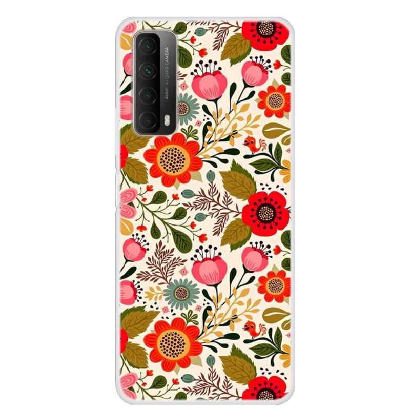 Cover Hoesje Huawei P Smart 2021 Telefoonhoesje Bloementapijt