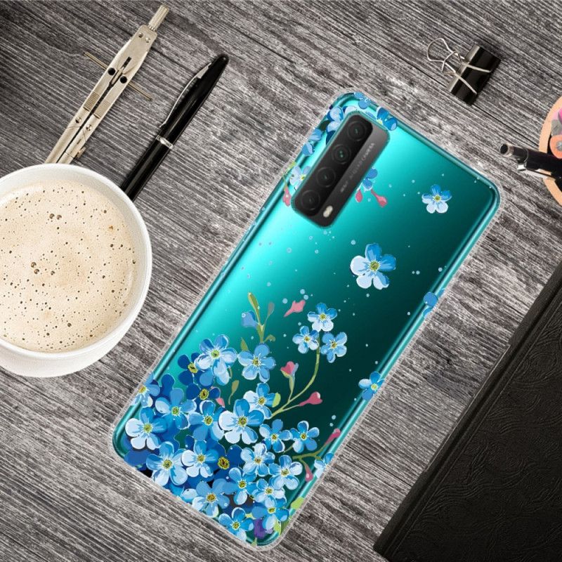Cover Hoesje Huawei P Smart 2021 Telefoonhoesje Boeket Blauwe Bloemen