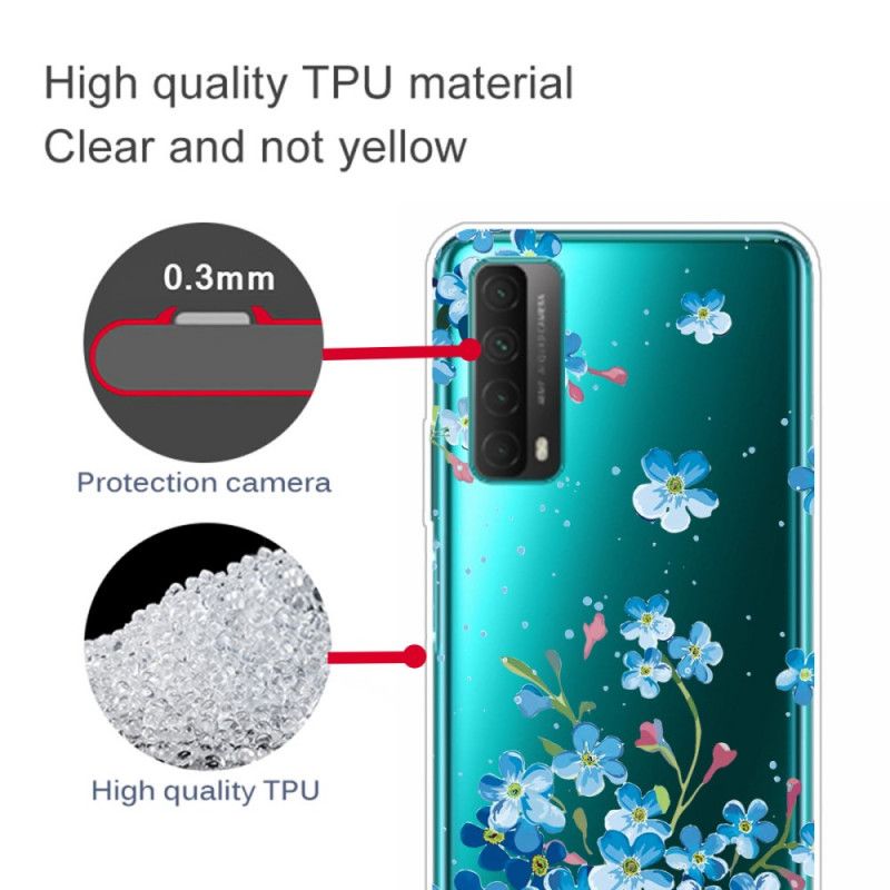 Cover Hoesje Huawei P Smart 2021 Telefoonhoesje Boeket Blauwe Bloemen