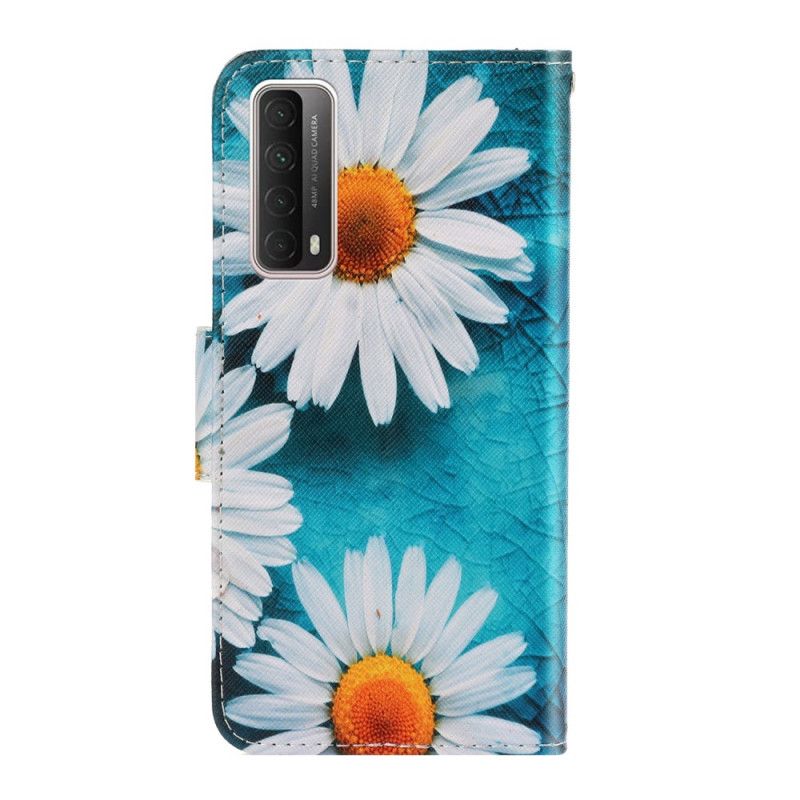 Flip Case Leren Huawei P Smart 2021 String Madeliefjes