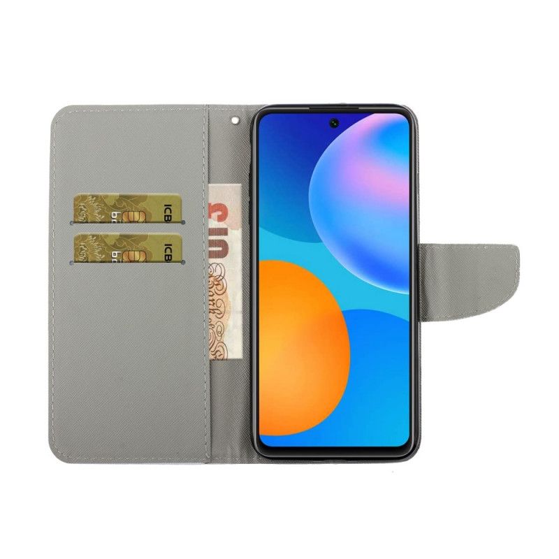 Flip Case Leren Huawei P Smart 2021 String Madeliefjes