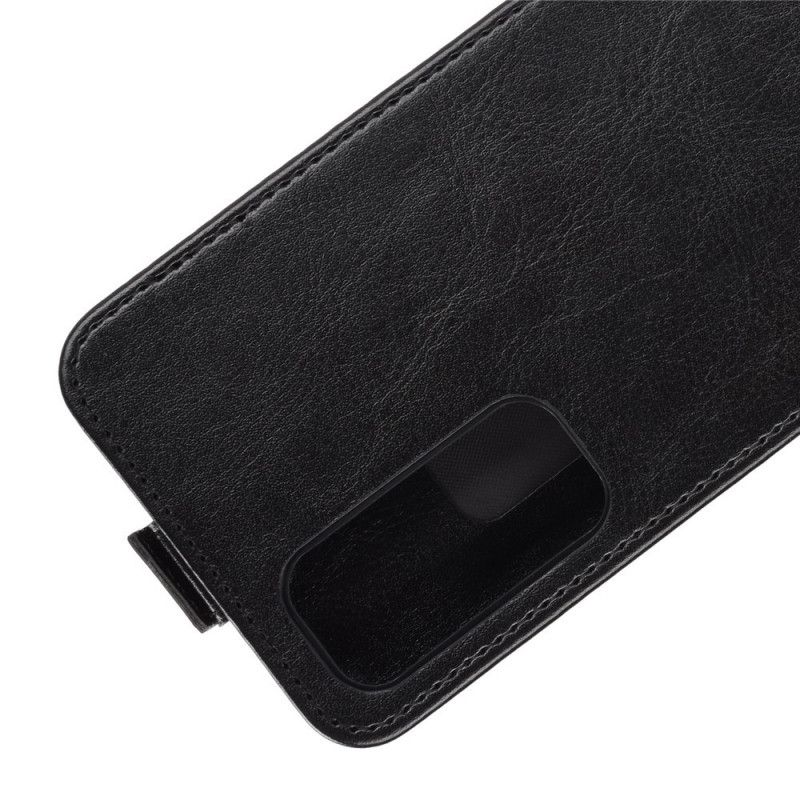 Flip Case Leren Huawei P Smart 2021 Wit Zwart Leereffect Met Verticale Flap