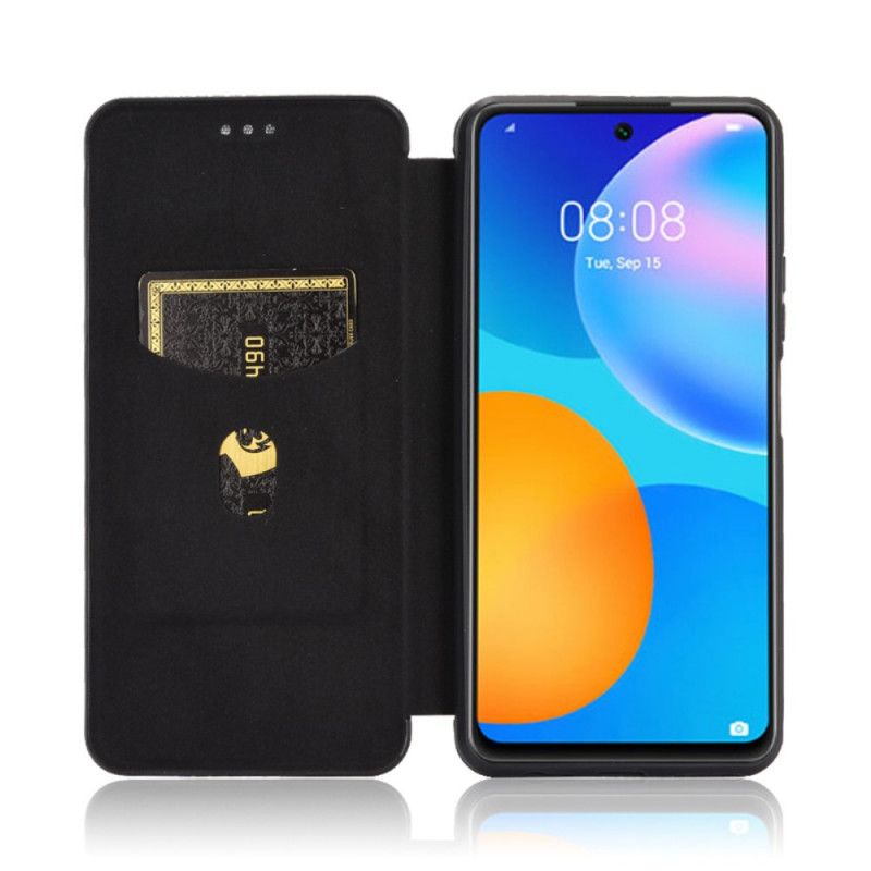 Folio-hoesje Huawei P Smart 2021 Groen Zwart Koolstofvezel