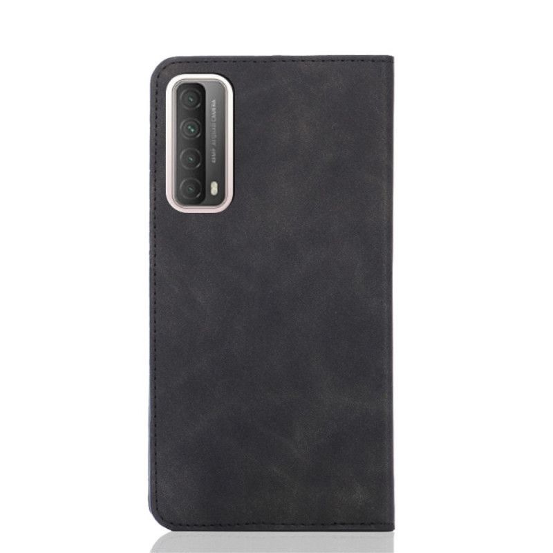 Folio-hoesje Huawei P Smart 2021 Rood Zwart Zijdezacht Leereffect