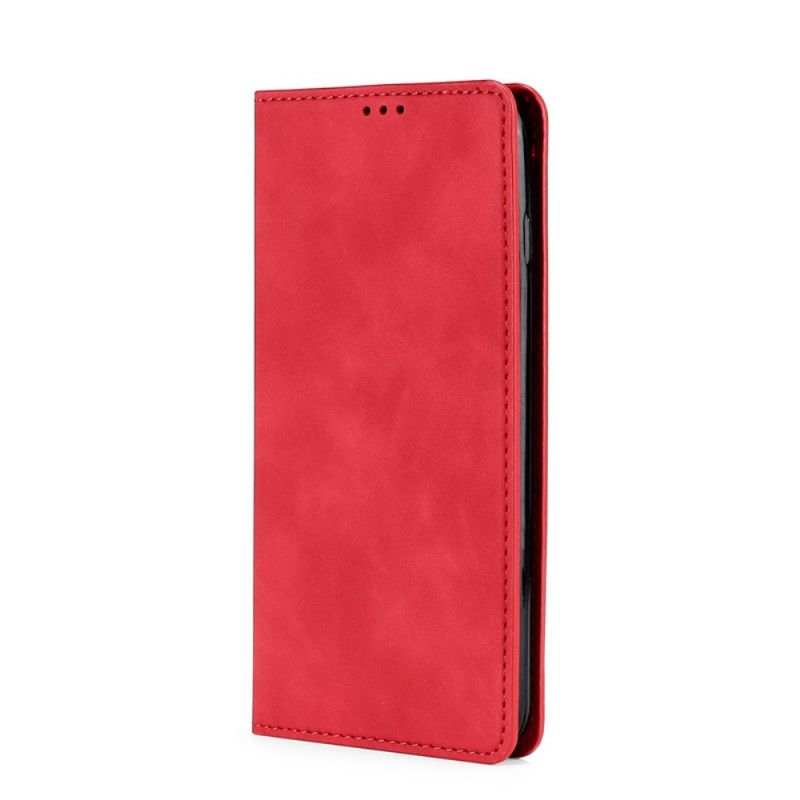 Folio-hoesje Huawei P Smart 2021 Rood Zwart Zijdezacht Leereffect