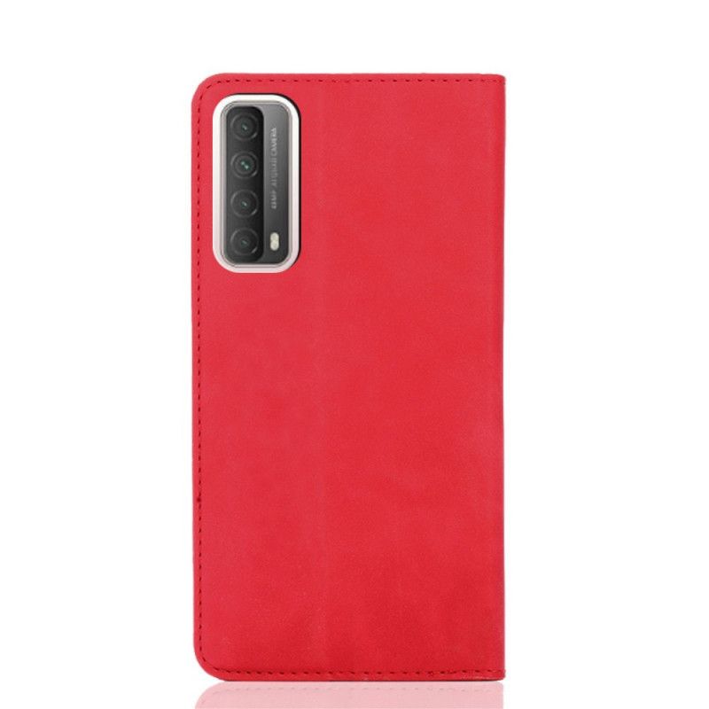 Folio-hoesje Huawei P Smart 2021 Rood Zwart Zijdezacht Leereffect