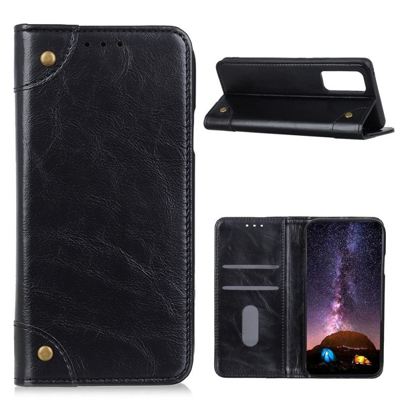 Folio-hoesje voor Huawei P Smart 2021 Donkerblauw Zwart Nappaleer Stijl