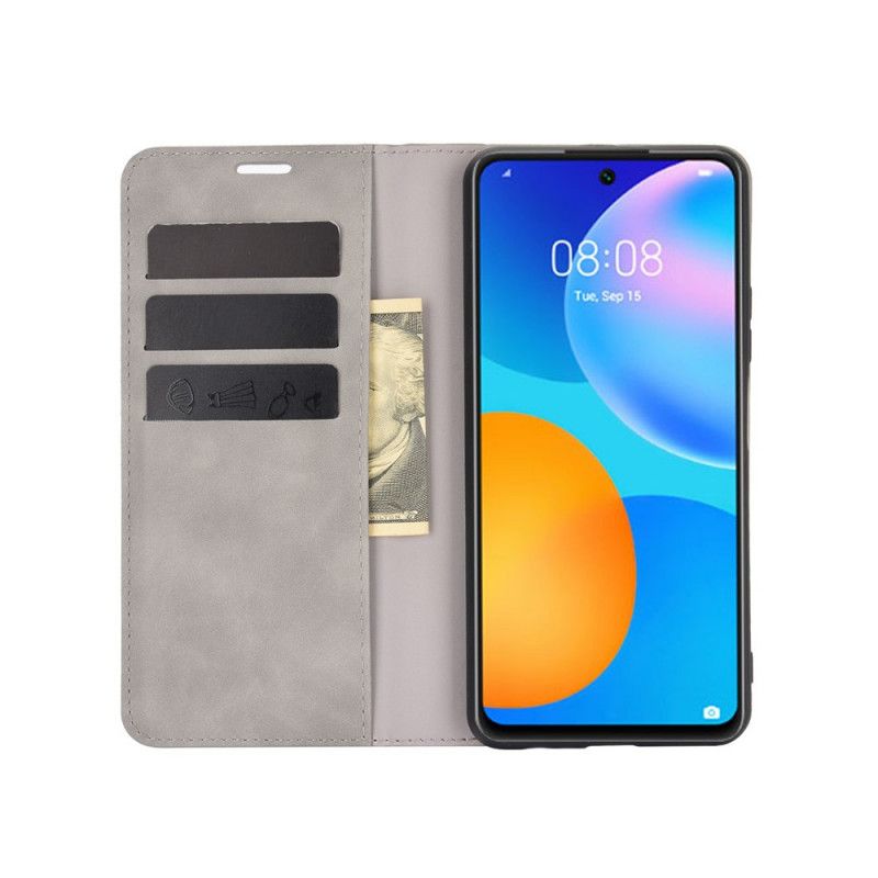 Folio-hoesje voor Huawei P Smart 2021 Grijs Zwart Huid-Aanraking
