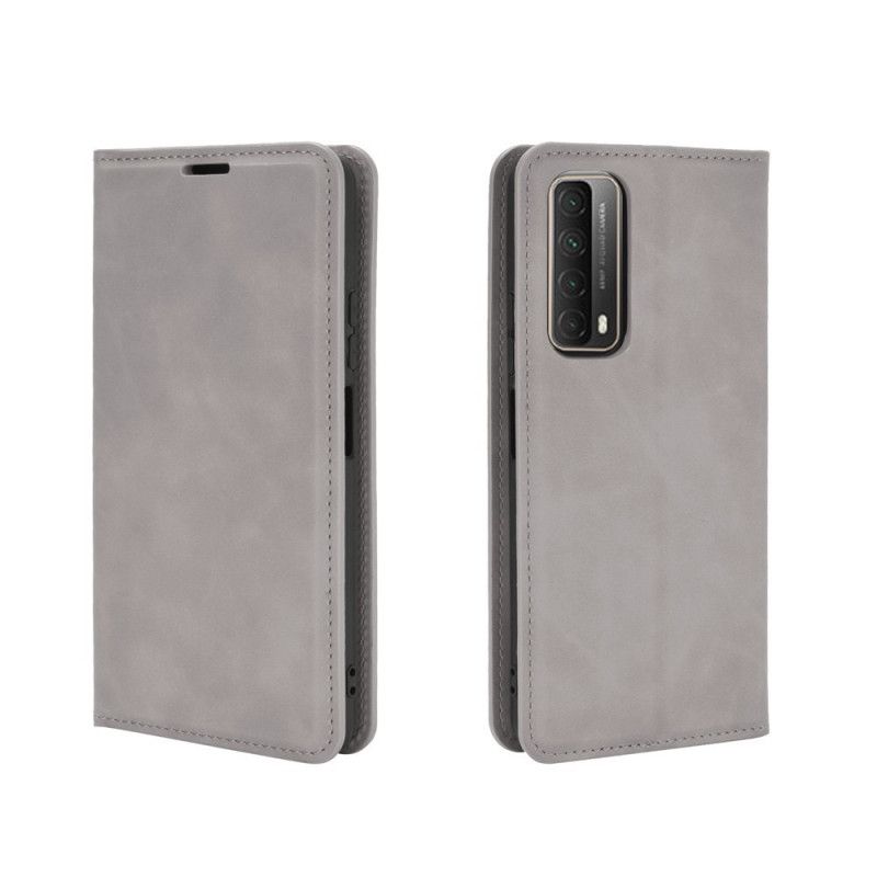 Folio-hoesje voor Huawei P Smart 2021 Grijs Zwart Huid-Aanraking