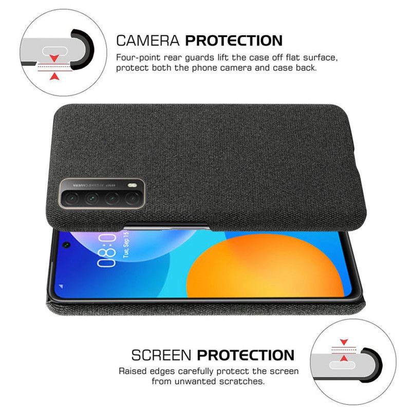 Hoesje Huawei P Smart 2021 Grijs Zwart Ksq Stof Textuur