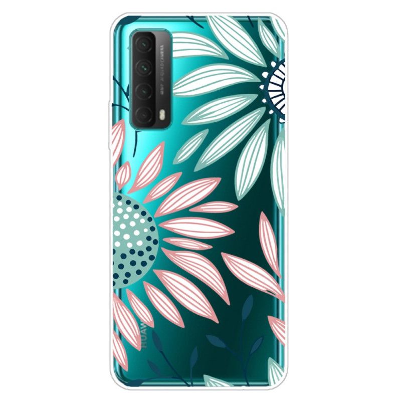 Hoesje Huawei P Smart 2021 Groen Roze Bloemen