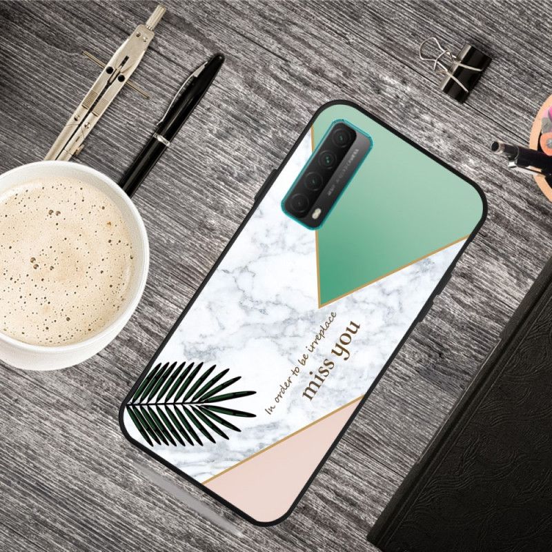 Hoesje Huawei P Smart 2021 Groen Roze Marmeren Geometriebericht