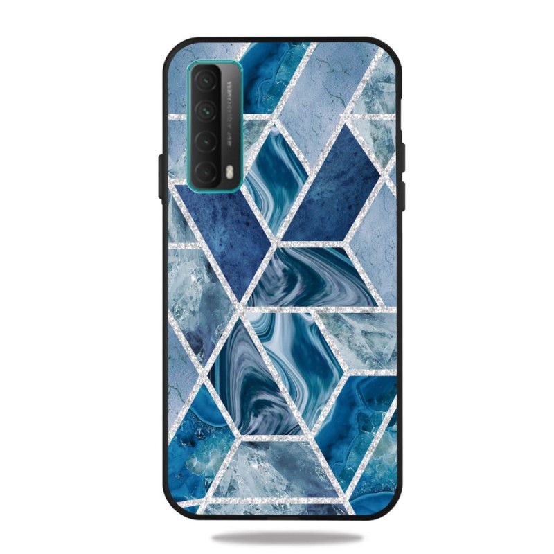 Hoesje Huawei P Smart 2021 Groen Zwart Marmer Met Donkere Geometrie