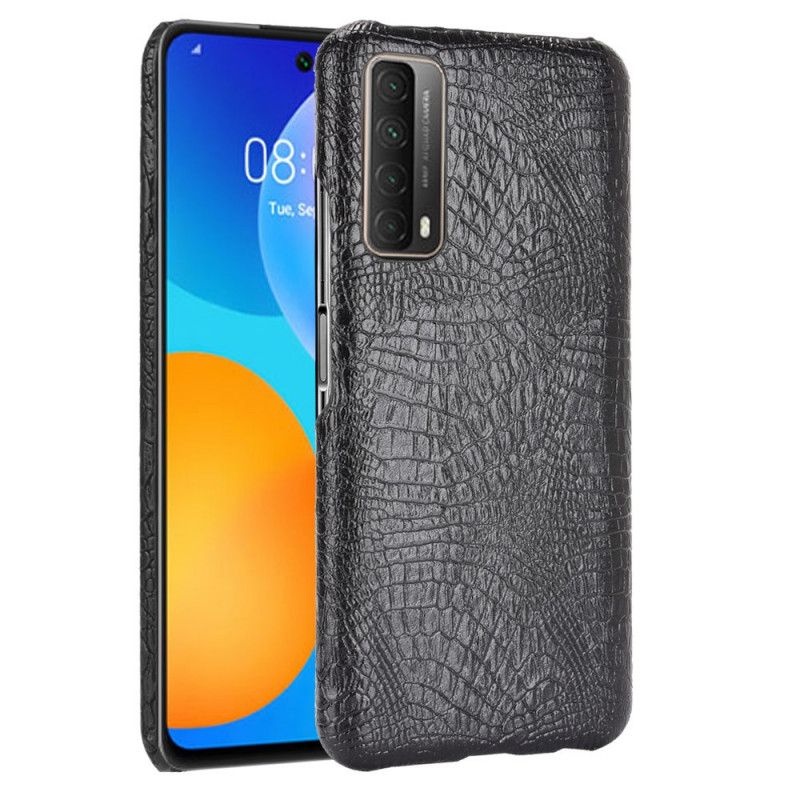 Hoesje Huawei P Smart 2021 Wit Zwart Krokodillenhuidstijl