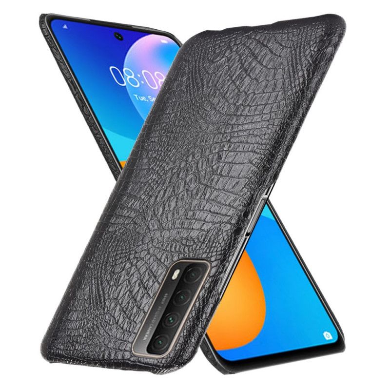 Hoesje Huawei P Smart 2021 Wit Zwart Krokodillenhuidstijl