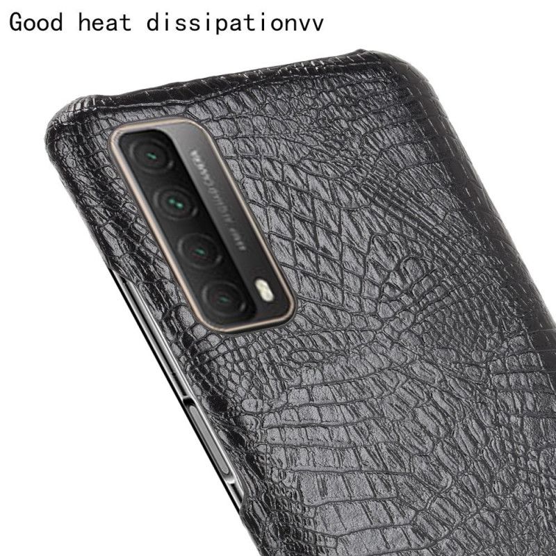 Hoesje Huawei P Smart 2021 Wit Zwart Krokodillenhuidstijl