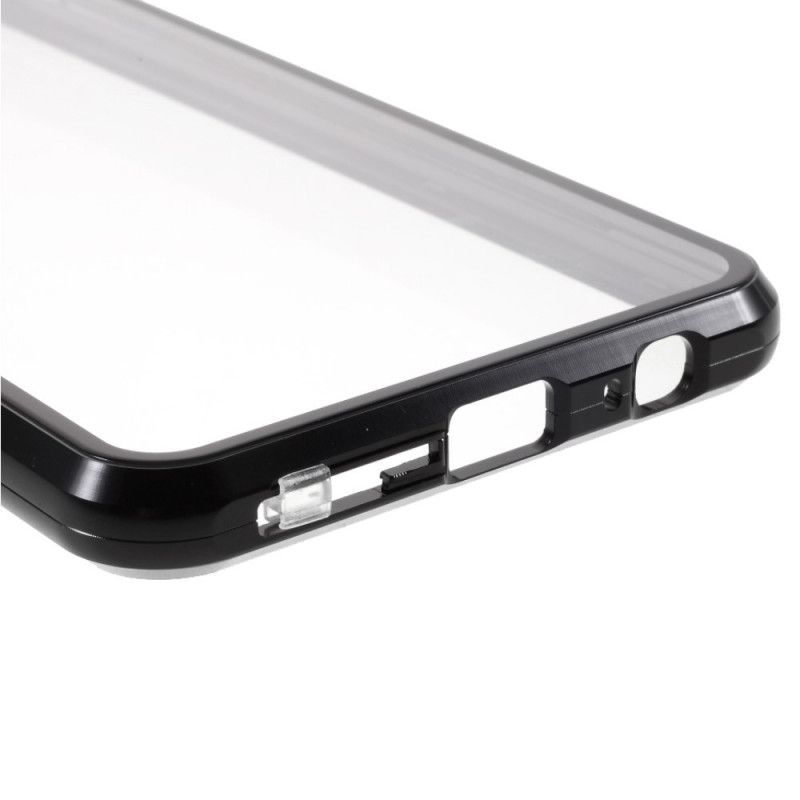 Hoesje voor Huawei P Smart 2021 Donkerblauw Rood Voor En Achter Gehard Glas En Metaal