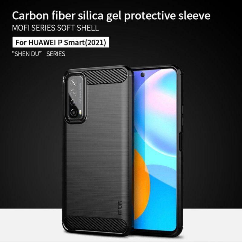 Hoesje voor Huawei P Smart 2021 Grijs Zwart Mofi Geborstelde Koolstofvezel