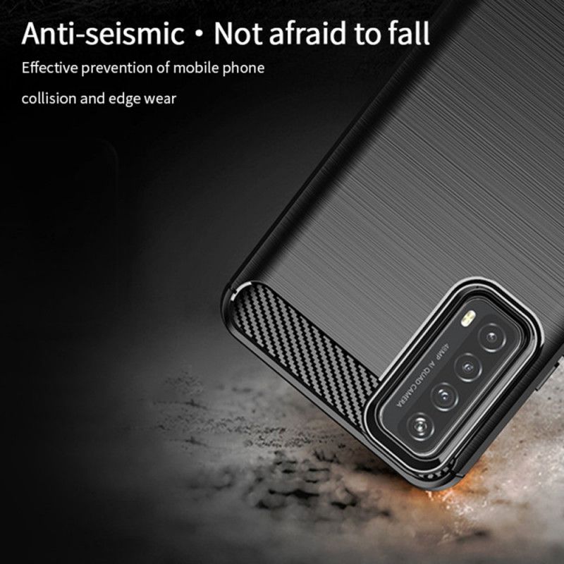 Hoesje voor Huawei P Smart 2021 Grijs Zwart Mofi Geborstelde Koolstofvezel