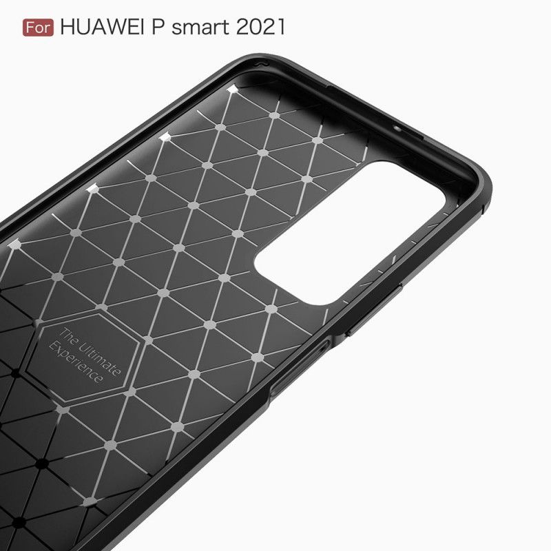 Hoesje voor Huawei P Smart 2021 Rood Zwart Geborsteld Koolstofvezel