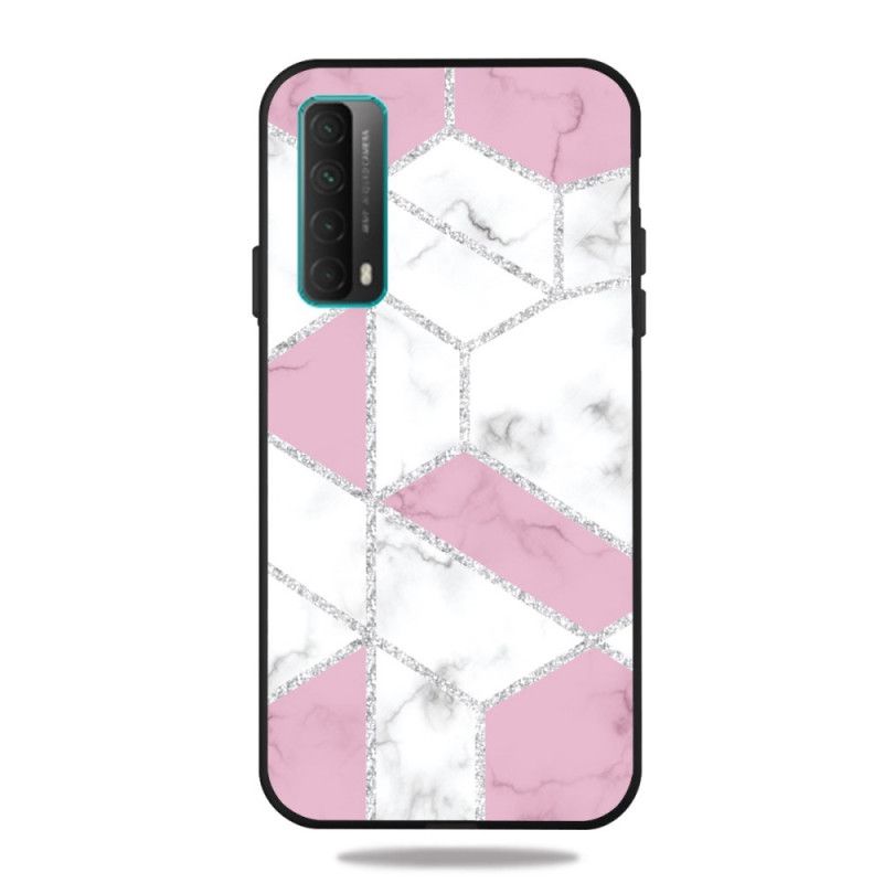 Hoesje voor Huawei P Smart 2021 Roze Wit Marmerheldere Geometrie