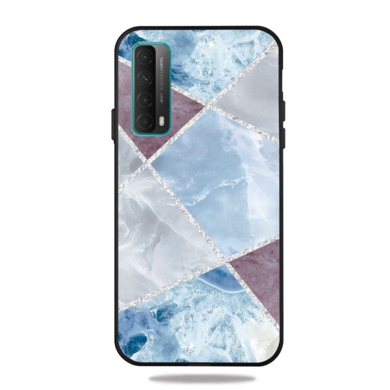 Hoesje voor Huawei P Smart 2021 Roze Wit Marmerheldere Geometrie