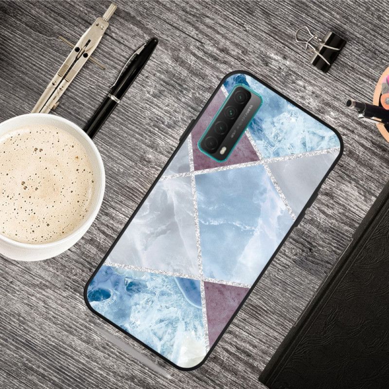 Hoesje voor Huawei P Smart 2021 Roze Wit Marmerheldere Geometrie