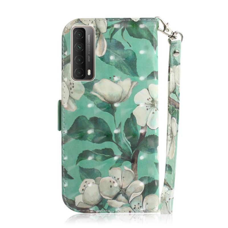 Leren Hoesje Huawei P Smart 2021 Bloeiende Tak Met String