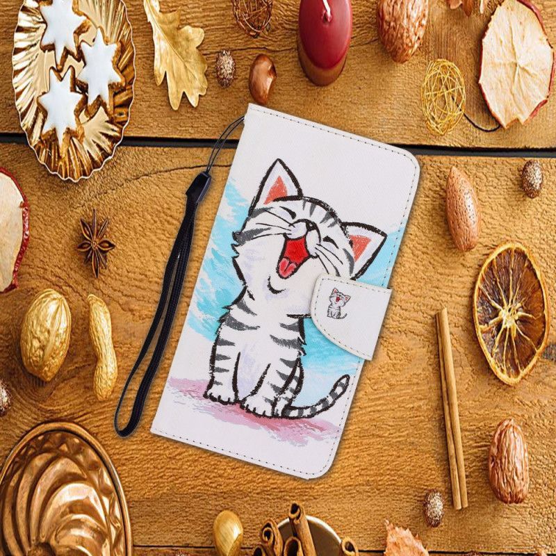 Leren Hoesje Huawei P Smart 2021 Gekleurd Kitten Met String