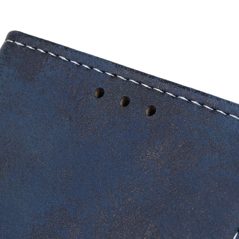 Leren Hoesje voor Huawei P Smart 2021 Magenta Grijs Vintage Leereffect