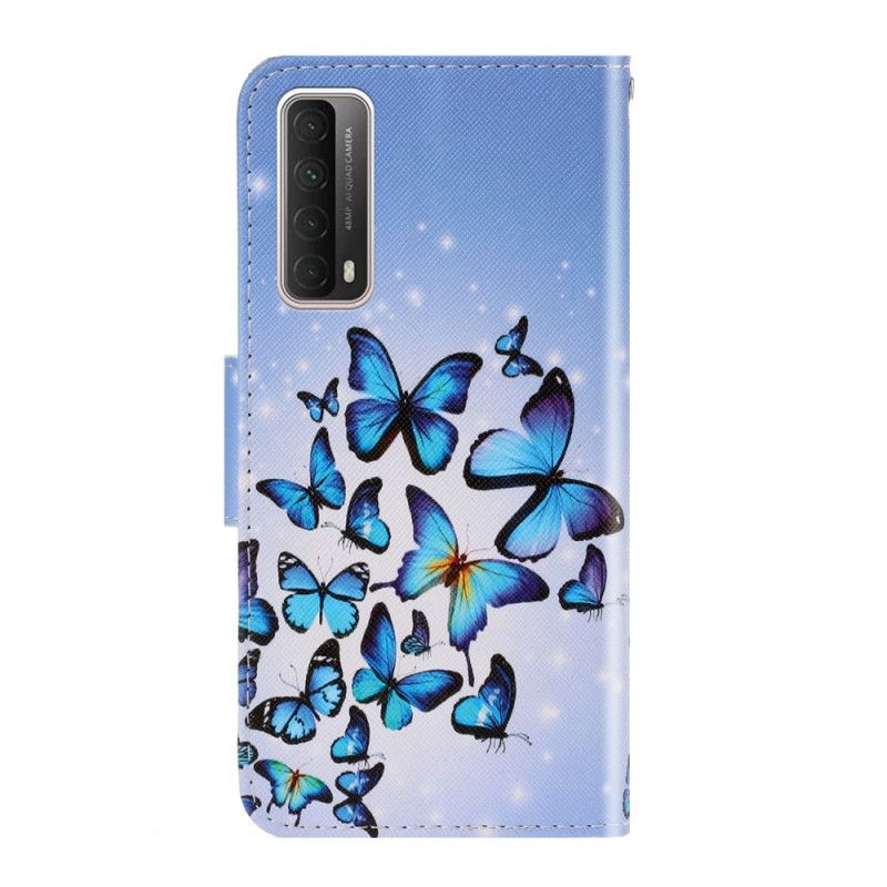 Leren Hoesje voor Huawei P Smart 2021 Vlucht Van Stringvlinders