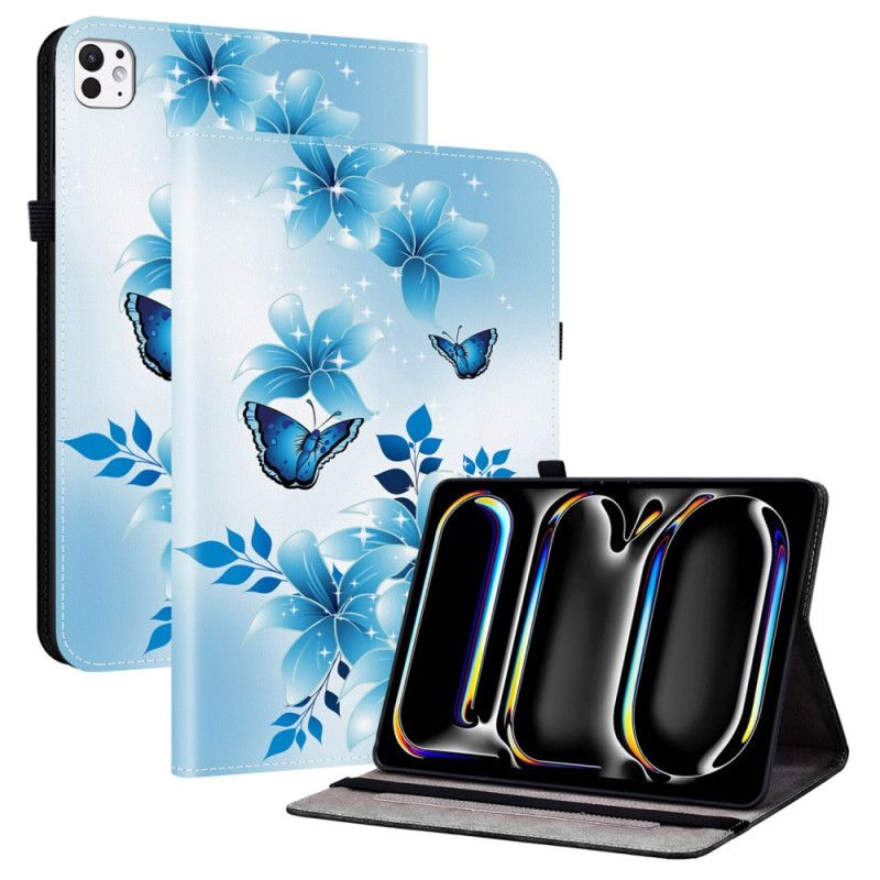 Cover iPad Pro 13 (2025) Blauwe Vlinders Bescherming Hoesje