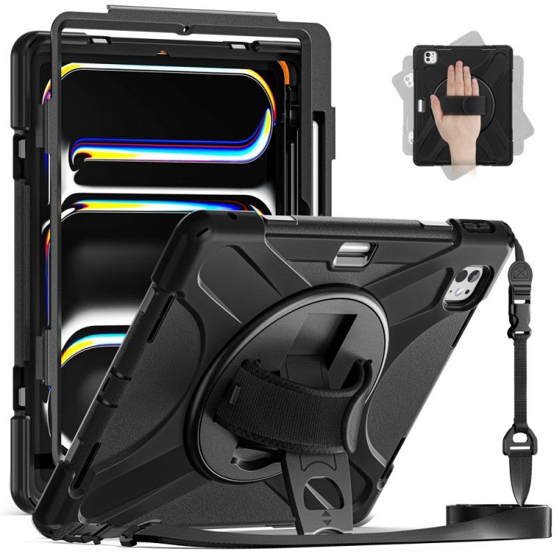 Hoesje iPad Pro 13 (2025) Stylushouder En Schouderriem Bescherming Hoesje