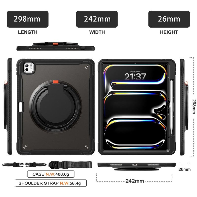 Hoesje Voor iPad Pro 13 (2025) Draaibare Standaard En Schouderriem