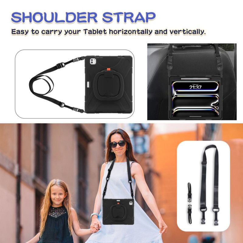 Hoesje Voor iPad Pro 13 (2025) Ringhouder En Verstelbare Schouderriem